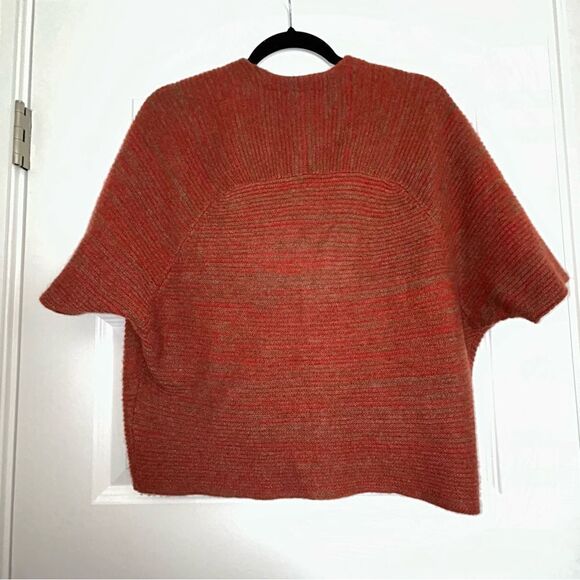 Nordstrom Collection Button Front Wrap Short Sleeve Ribbed Cashmere Sweater Top - Picture 6 of 6